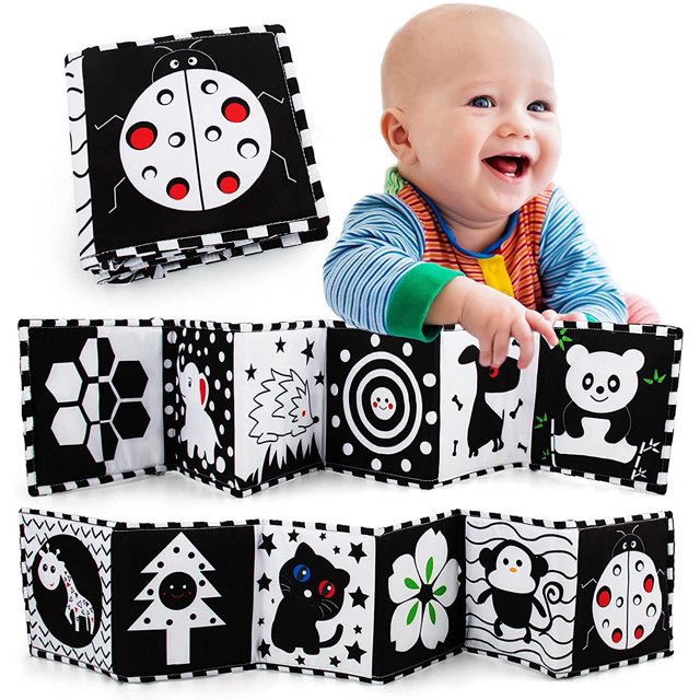 Juguetes sensoriales de alto contraste en blanco y negro para bebés, juguetes para recién nacidos, libros para bebés de 0 a 6 meses para educación temprana, juguetes para bebés boca abajo.