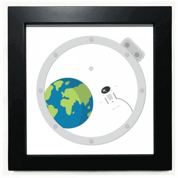 Universe And Alien Out Of Window Black Square Frame Picture Wall Tabletop