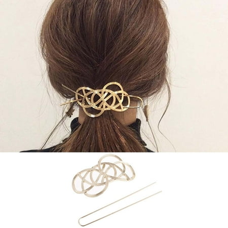Latrodar Hair Pins Hair Jewelry Hoop Hair Slide Pin Womens Gift For Her Hollowed Out Pattern Gold Reduced Price