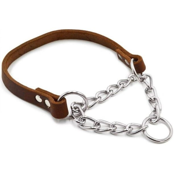 Dog collar chain outlet and leather