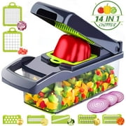Happyline Vegetable Chopper, Pro Mandoline Slicer with Container, 8 in 1 Onion Chopper Slicer Dicer for Carrots, Cabbage, Potato, Garlic, Tomato, Fruit, Salad