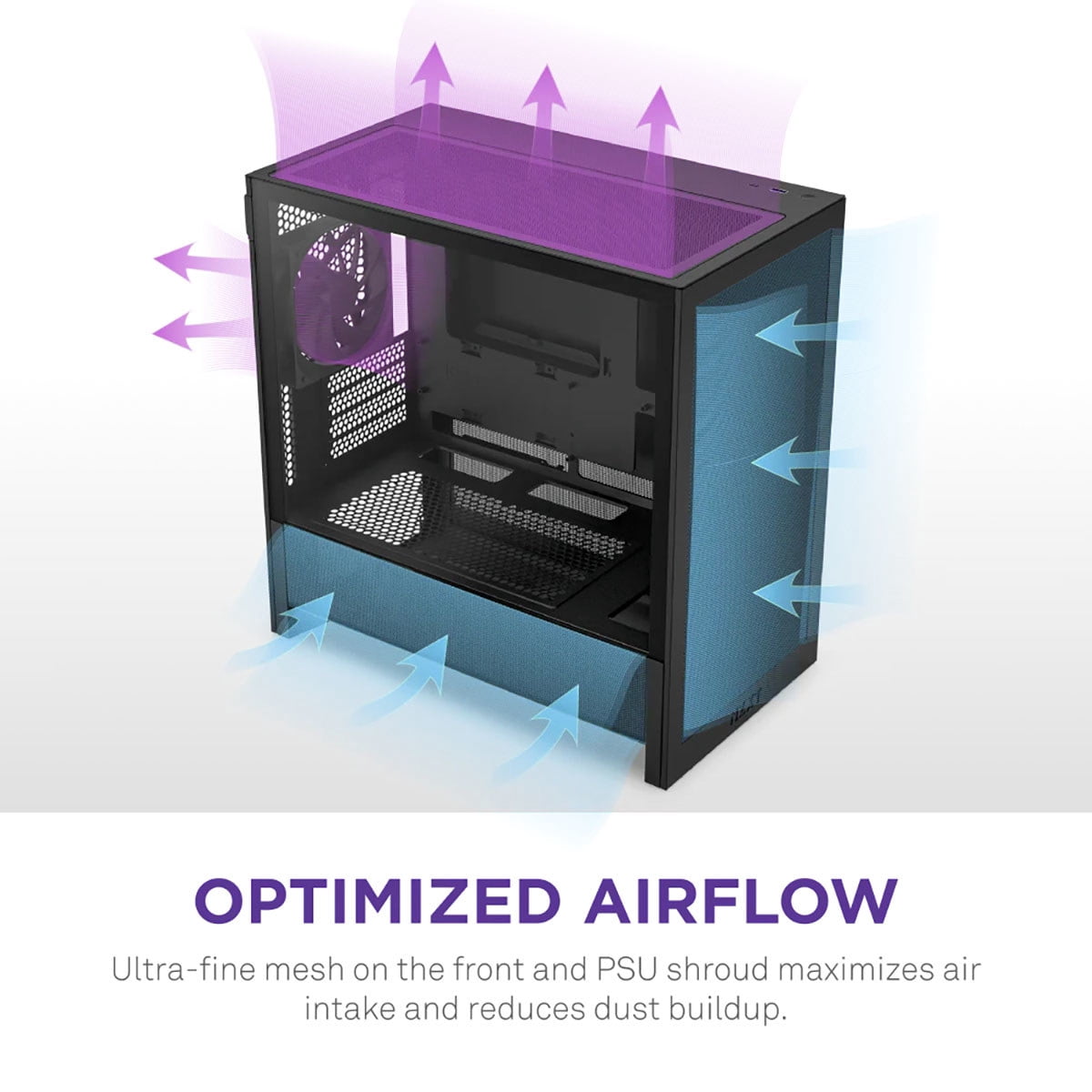 NZXT CCH31FB01 H3 Flow Micro ATX PC Case Black Tinted Glass