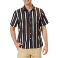 thumbnail image 1 of Lars Amadeus Men's Short Sleeve Button Down Stripes Color Block Printed Shirts M Black Beige, 1 of 6