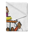 thumbnail image 2 of Cartoon Soft Flannel Fleece Throw Blanket, Colorful Doodle Style Illustration of Children on a Tour Friends Having Fun, Cozy Plush for Indoor and Outdoor Use, 50" x 60", Multicolor, by Ambesonne, 2 of 5