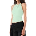 thumbnail image 2 of Women'S Casual Halter Neck Draped Front Open Back Tank Top Light Green L, 2 of 7