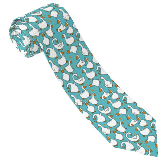 Xecao Cartoon Funny Goose Print Tie For Men Necktie Woven Jacquard Neck Ties,Classic Men's Tie
