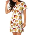 thumbnail image 2 of Sikiie Autumn Leaves 1 Print Women's Short-sleeved Nightdress, Round Neck Pullover Nightdress Pajamas Summer Home Wear, 2 of 6