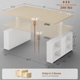 thumbnail image 2 of 63" Height Adjustable Executive Desk with Open Storage Shelves, Modern Computer Desk with Privacy Panel for Home Office, Bedroom, Living Room, 2 of 7