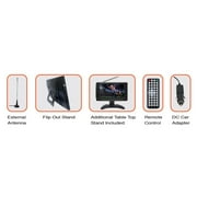 Naxa NT-1400 Portable 14.1 TV and Digital Multimedia Player with Built-in ATSC Tuner for Over-The-Air HD TV, USB Support, Rechargeable Lithium Battery, AC Power, and DC Car Cord, Black