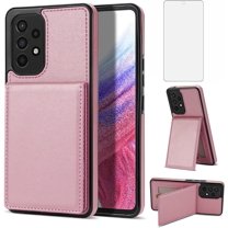 Phone Case for Samsung Galaxy A52/A52S 5G Wallet Cover with Tempered Glass Screen Protector and RFID Slim Credit Card Holder Stand Cell Accessories A 52 S 4G G5 52A S52 52S Women Men Rose gold