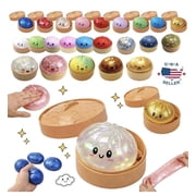 Glitter Dumpling Squishy,Dumpling Squishy, Glitter Mystery Dumplings Box, Colorful Dumplings Stress Balls Fidget Sensory,Limited Edition Squeezable Bun Stress Relief Fidget Toys Great Gifts