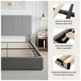 thumbnail image 6 of Amolife Queen Dutch Velvet Upholstered Platform Bed Frame with a Vertical-Channel-Tufted, Adjustable Headboard, Gray, 6 of 8