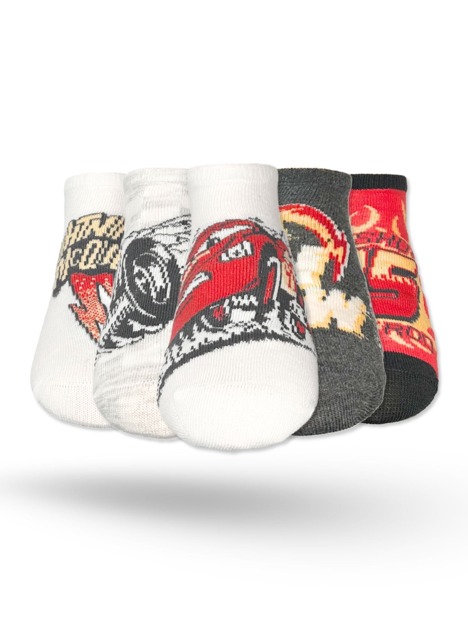 Disney Pixar Cars Boys No-Show Socks, 5-Pack, Sizes S/M -M/L
