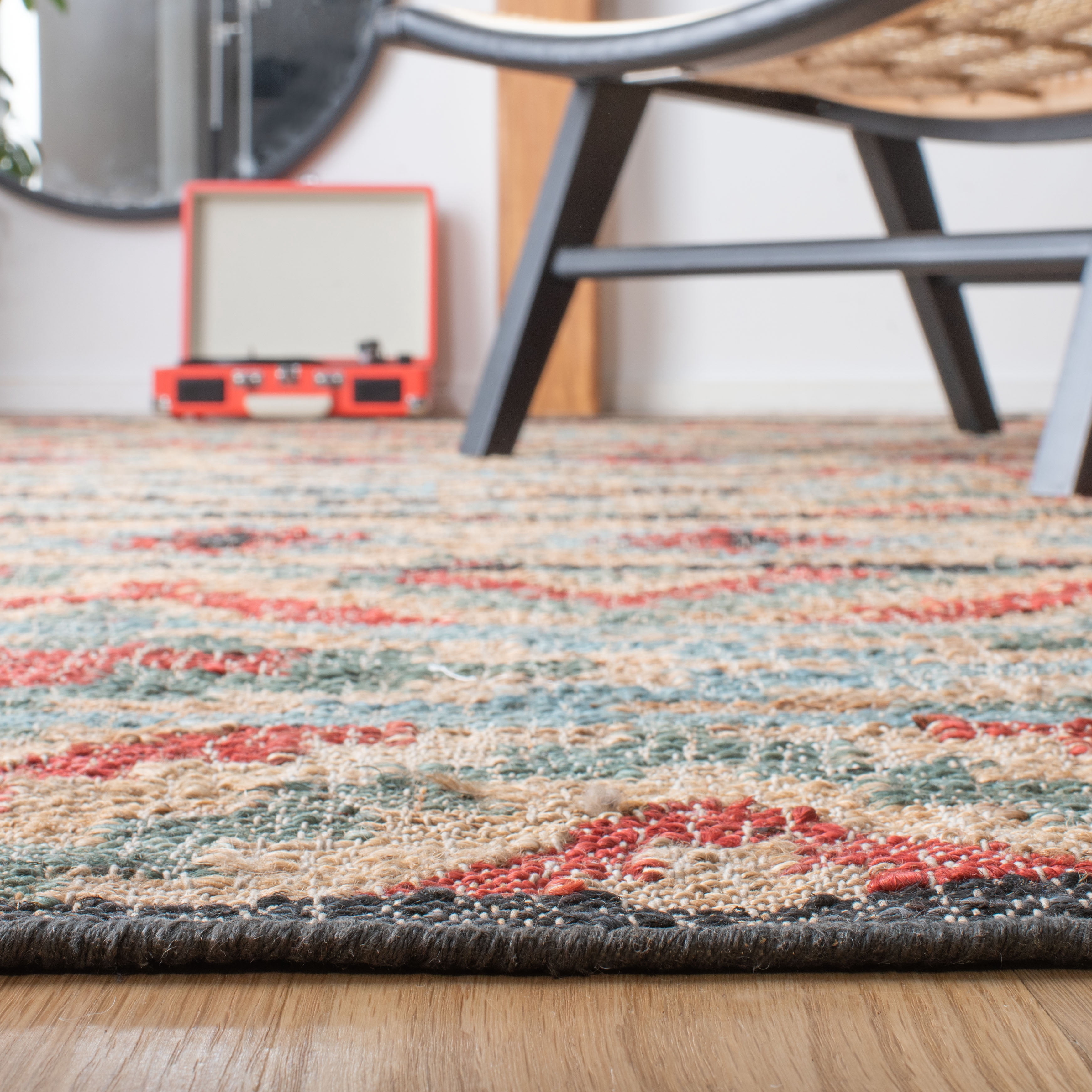 SAFAVIEH Kilim Aldous Tribal Area Rug, Natural/Red, 7' x 7' Round