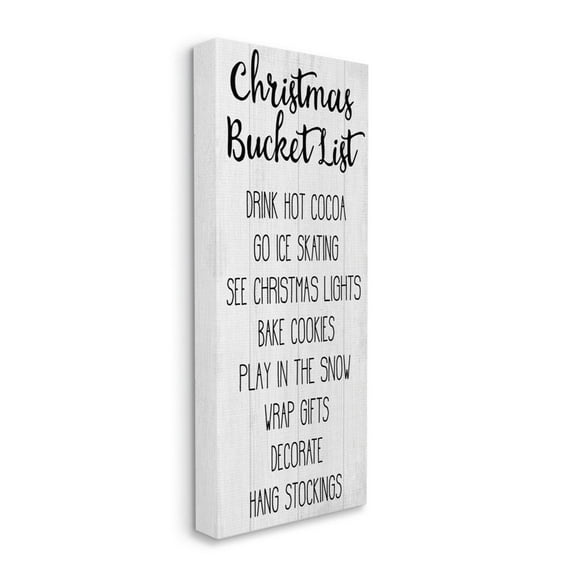 Stupell Indtries Rtic Christmas Bucket List Sign Winter Holiday Goals Canvas Wall Art Design by Daphne Polselli, 10" x 24"