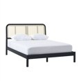 thumbnail image 2 of Curved Rattan Headboard Solid Wood Queen Bedframe - Queen Size - Black, 2 of 12