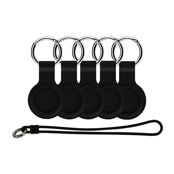 Apple AirTag 5 PC starter kit (4 Silicone Case keychain, 1 Luggage Tag Black