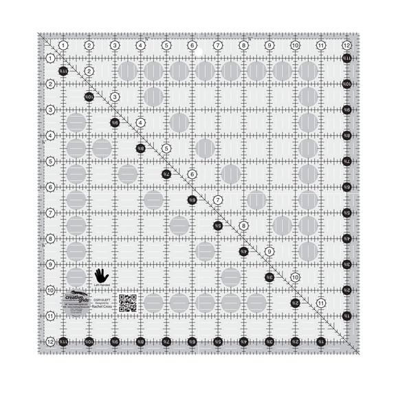 Creative Grids Left Handed Quilt Ruler 12-1/2in Square