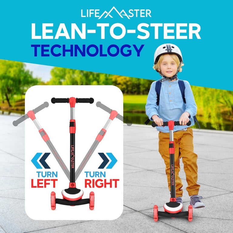 Lifemaster 3-Wheel Kids Scooter with LED Lights, Red photo 6