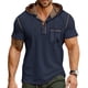 thumbnail image 1 of Ceisia Men's Slim Fit Contrast Hooded Henley Short Sleeve Shirt with Chest Pocket Gifts, 1 of 6