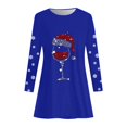 thumbnail image 3 of Women Christmas Long Sleeve Crew Neck Deer Printed Soft Dress Polyester Spandex for Party and Daily Wear, 3 of 3