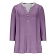 thumbnail image 6 of NSLGXD Shirts for Women Comfy V Neck Button T-Shirts Slim Fit 3/4 Sleeve Shirt Classic Solid Color Tee Tops Casual Lightweight Blouse Top, 6 of 9