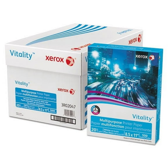 Vitality Multipurpose Print Paper, 92 Bright, 20 lb Bond Weight, 8.5 x 11, White, 500/Ream | Bundle of 2 Reams