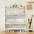 thumbnail image 5 of Shoe Cabinet, Shoe Storage Cabinet with 2 Flip Drawers & Adjustable Shelf, Space-Saving Shoe Organizer – Holds 16+ Pairs, Narrow Shoe Cabinet Storage for Entryway/Hallway, White, 5 of 6