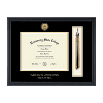 Framerly - UWM Tassel Diploma Frame with Black and Gold Mat