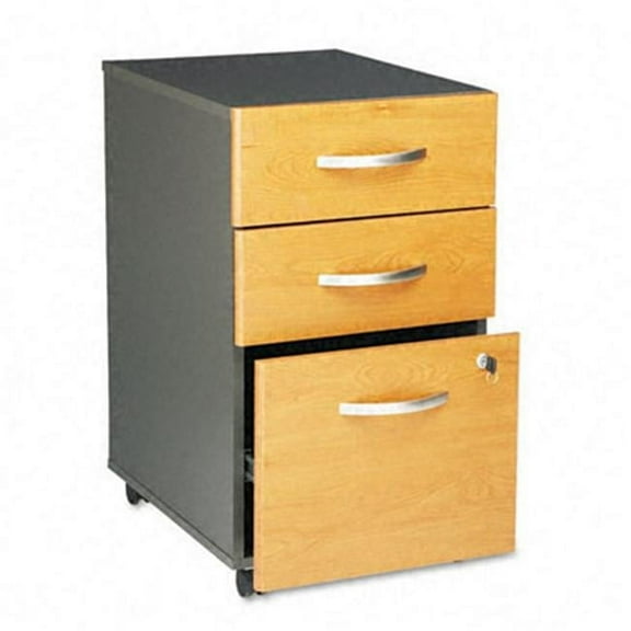 Series C 3-Drawer Mobile Pedestal File- 28-1/8'' High- Graphite GY/Medium Cherry