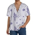 thumbnail image 3 of KLL Bouquet and Lavender Flowers Print Men's Shirt Short Sleeve Button Down Summer Cuba Beach Shirts- Large, 3 of 7