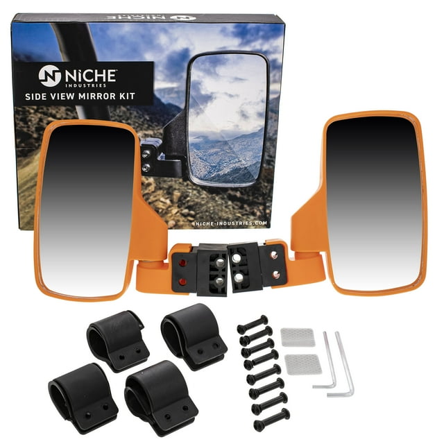 Niche UTV Side View Mirror Set for 1.75 - 2 inch Impact Roll Cage Bar Orange 519-KMI2240R