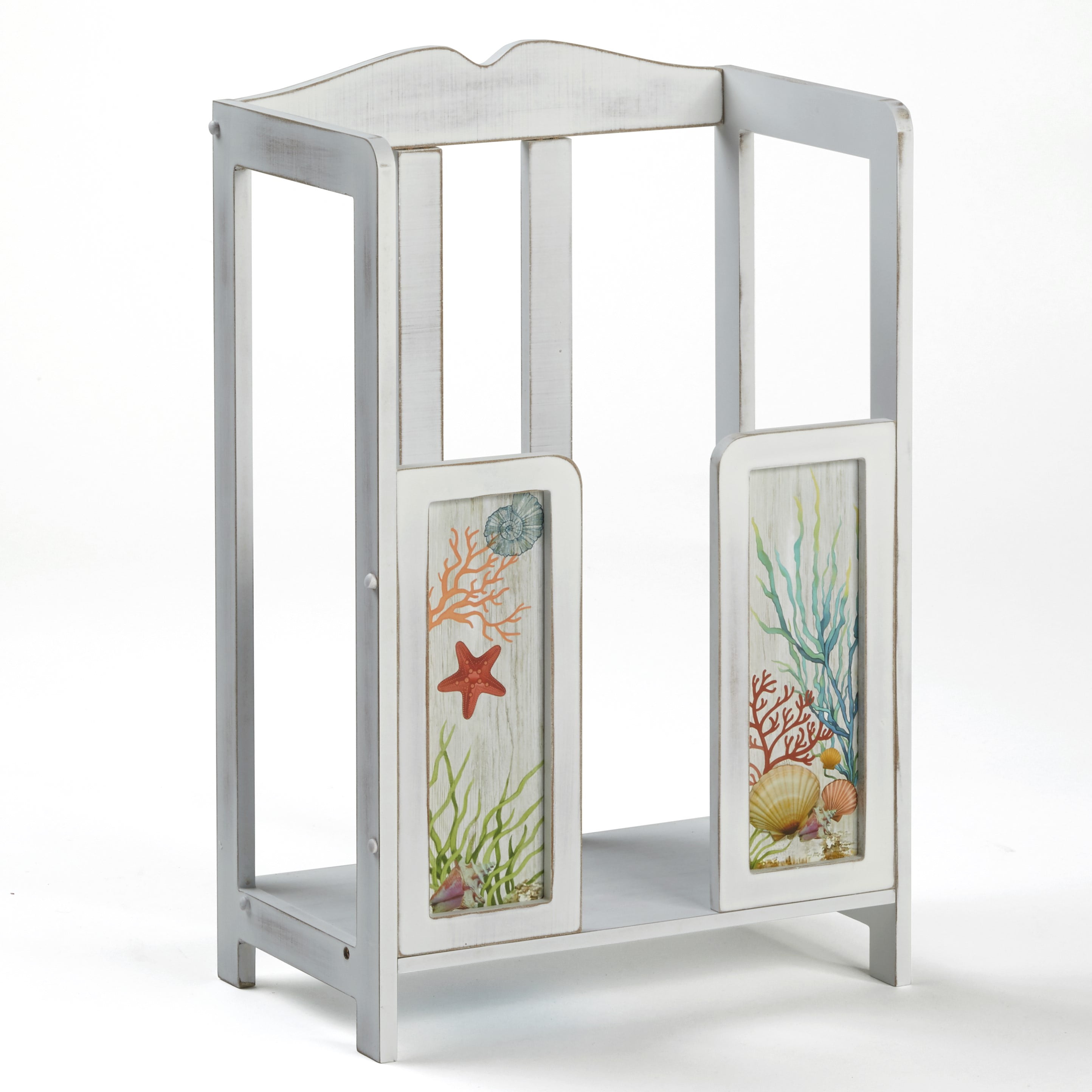 Coastal Towel Stacker Narrow Bath Towel Storage Organizer with