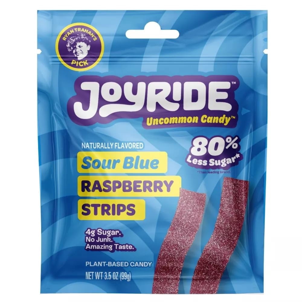 (3 pack) Joyride Sour Blue Raspberry Strips Candy 3.5 oz