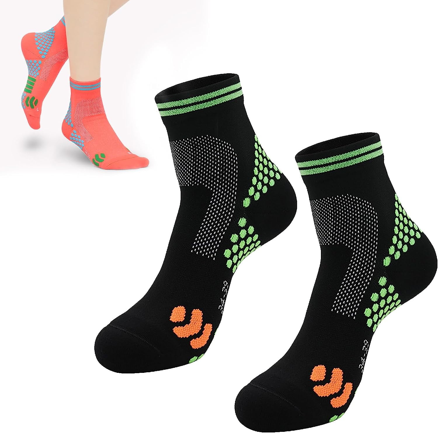 Far Infrared Schorl Titanium Ion Heightening Booster Socks, 2 Pairs