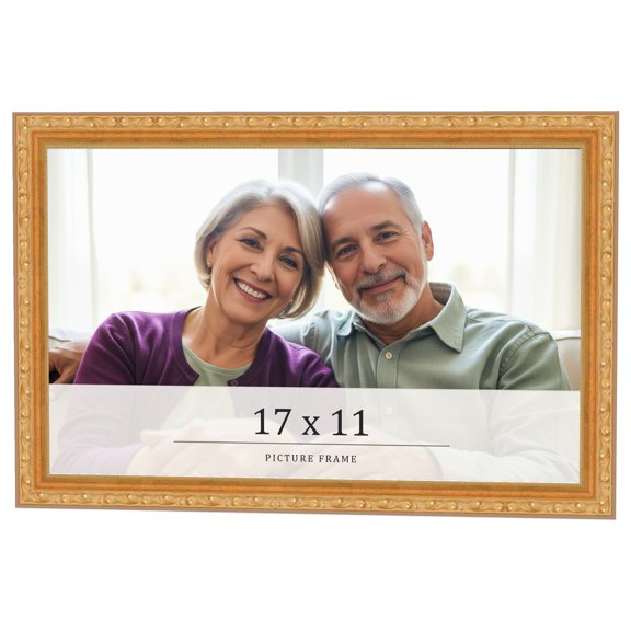 17x11 Frame Gold Solid Wood Picture Frame Width 1.125 Inches | Interior Frame Depth 0.375 Inches |