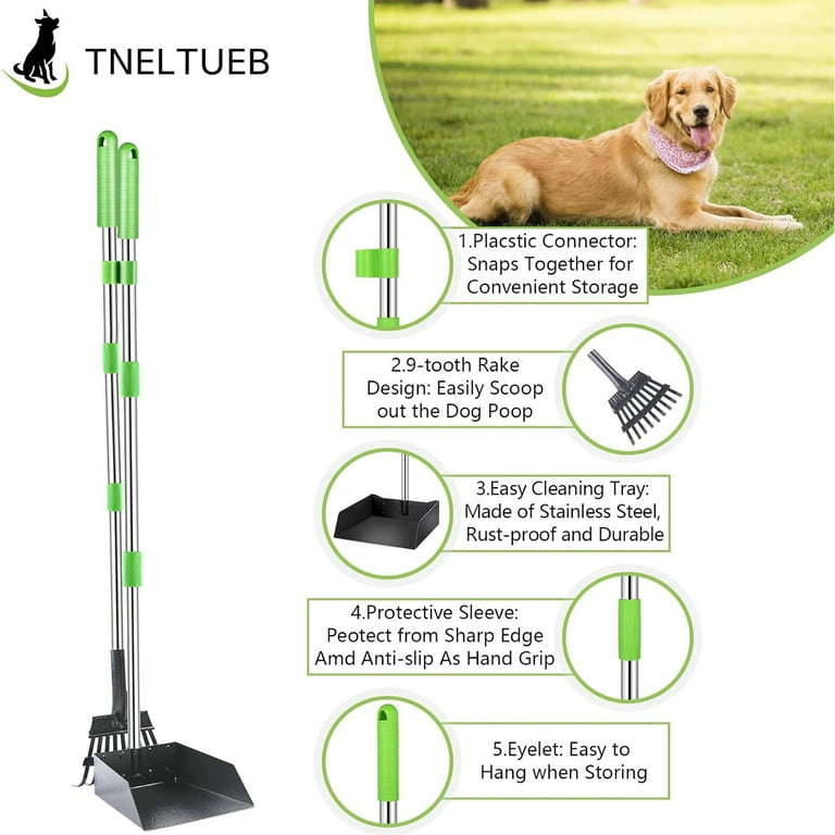 Dog Pooper Scooper Metal Pet Poop Tray Rake 37 inches Pet