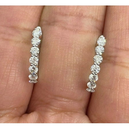 1Ct Round Cut GH VVS Diamond Huggie Hoop Women's Earrings 14k White Gold