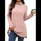 thumbnail image 3 of Camiseta Holgada de Larga con Cuello Alto y Estampado Geométrico de Jacquard para Mujer, Otoño e Invierno. Rosa XXL, 3 of 10