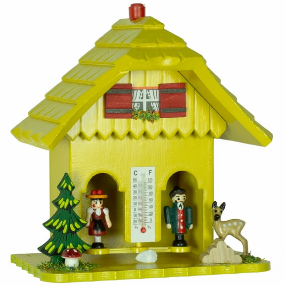 German Black Forest weather house yellow TU 73 gelb