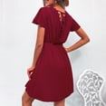 thumbnail image 4 of Vestido de manga con vuelo ANGGREK verano Cuello en V Espalda cruzada, 4 of 6