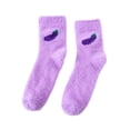 thumbnail image 4 of Women's Winter Fruit Pattern Home Socks, Coral Fleece and Mink Plush Lined Slipper Socks, Cozy Quarter-Length Sleep Socks, Non-Slip Warm House Socks for Indoor Wear - Purple, 4 of 4