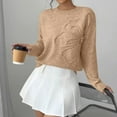 thumbnail image 2 of Women's 3D Floral Sweater Crewneck Drop Shoulder Elegant Pullover (Champagne, L), 2 of 5