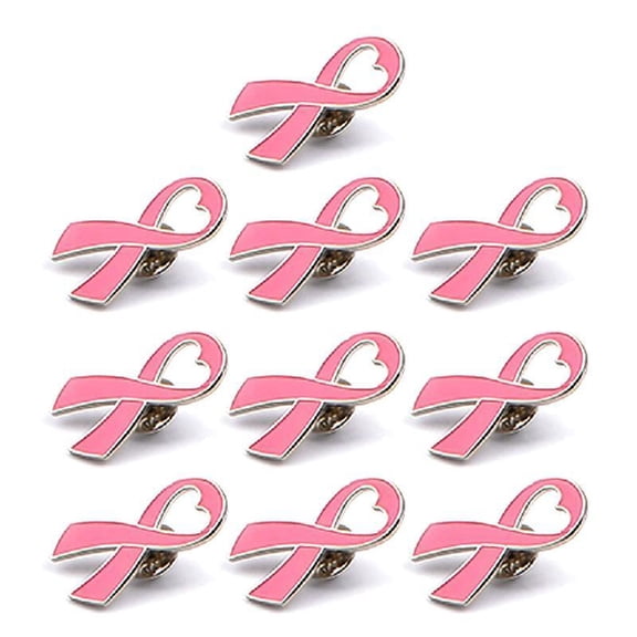10Pcs Women Brooches Pink Ribbon Lapel Pin Breast Cancers Awareness Badge Brooch