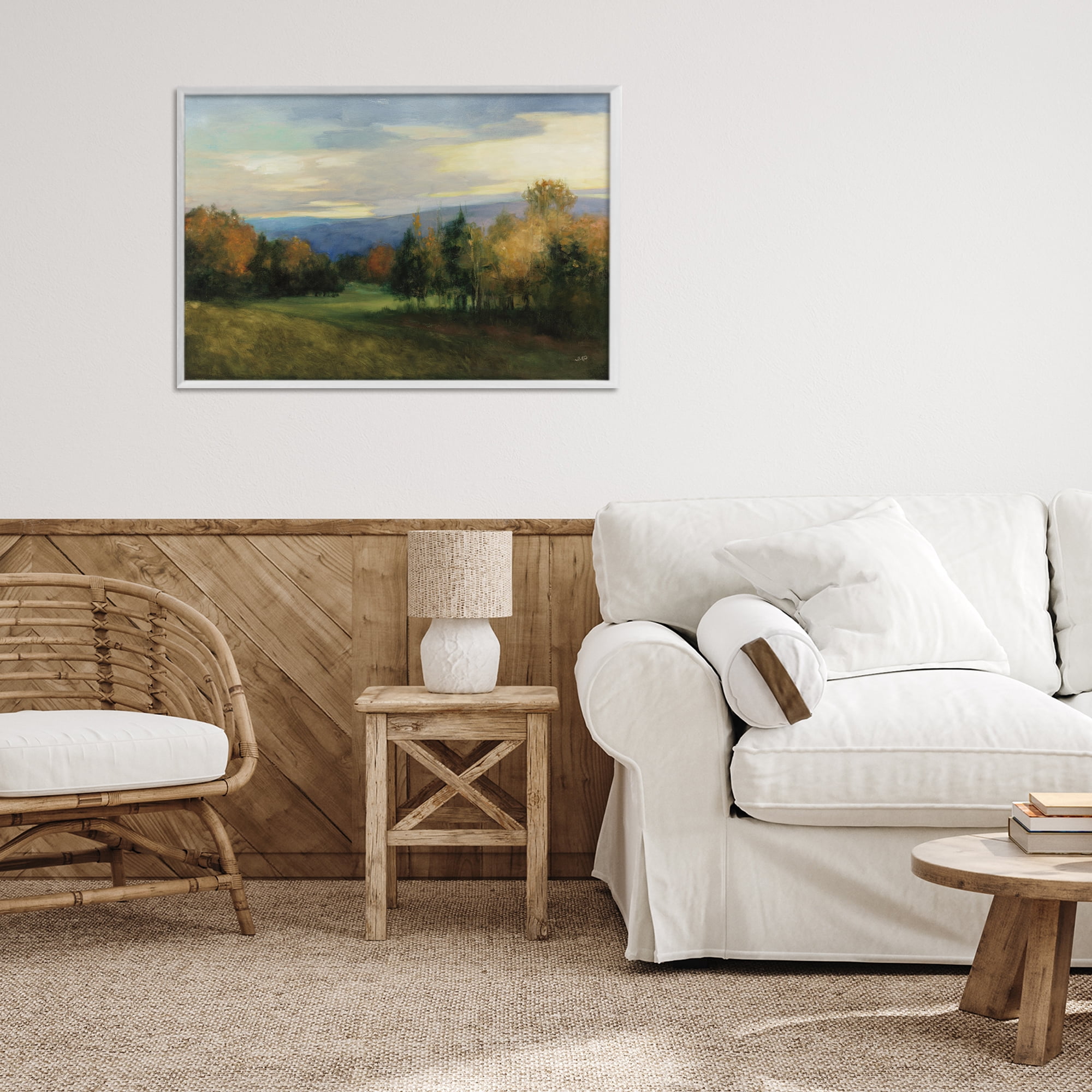 Stupell Industries October Meadow Countryside White Framed Giclee Art, design by Julia Purinton