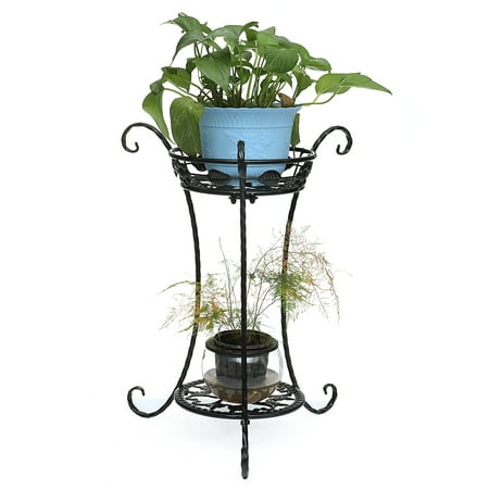 Metal Plant Stand Two-layer Elegant Decorative Planter Shelf Holder Flower Pot Rack Holder Gifts White,Black