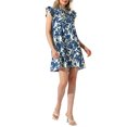 thumbnail image 2 of Allegra K Women's Babydoll Dress Ruffle Mock Neck Cap Sleeve Self Tie Mini Floral Dresses, 2 of 5
