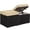 Brown/Khaki, variant on Wicker Ottomans, Set of 2 Patio PE Rattan Side Tables with Hidden Storage & Removable Cushion, Outdoor/Indoor Footstools, Additional Seating for Garden/Balcony/Yard, Black/Gray