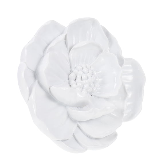 VERDANVERSE White Resin Simulated Flower Wall Decor, 1 Pack - Elegant Floral Wall Decoration for Home and Events