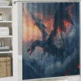 thumbnail image 5 of Watercolor Castle Magic Dragon 4 Pcs Waterproof Shower Curtain Set,Vintage Western Mid Century Architecture Anime Dragon with Waterproof Toilet Cover Shower Mat Rugs, 5 of 8